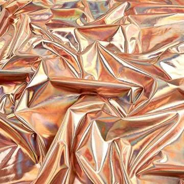 Hologram Foil Spandex Stretch Knit Fabric in Rose Gold