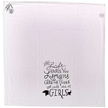 Primitives by Kathy LOL Made You Smile Cotton, Dish Towel, 28" x 28", Grab The Vodka