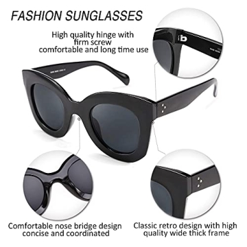 FEISEDY Retro Oversized Cat Eye Sunglasses for Women