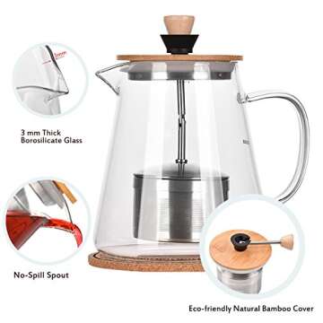 Elegant 32oz Túasia Borosilicate Glass Tea Kettle