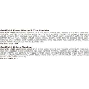 Goldfish Dynamic Duo Variety Pack, Colors Cheddar & Flavor Blasted Xtra Cheddar, Snack Packs, 20 Ct