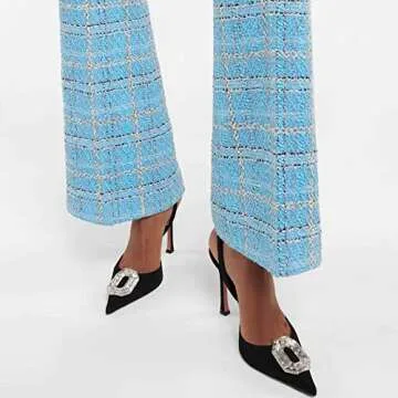 Vertundy Women's Slingback Rhinestone Heels - Chic Satin Pumps for Weddings