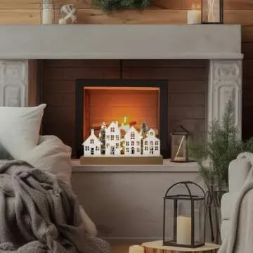 HOMirable Christmas Decorations for Home Led Lighted Christmas Tree Decor Wooden Merry Christmas Sig...