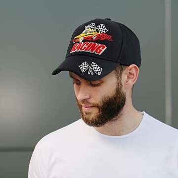 Racing 3D Embroidered Flame Car Cap for All Ages
