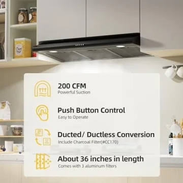 FIREGAS 36" Black Range Hood with Exhaust Fan