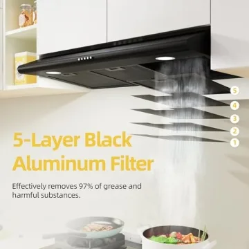 FIREGAS 36" Black Range Hood with Exhaust Fan