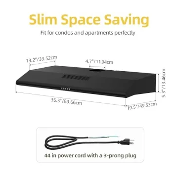 FIREGAS 36" Black Range Hood with Exhaust Fan