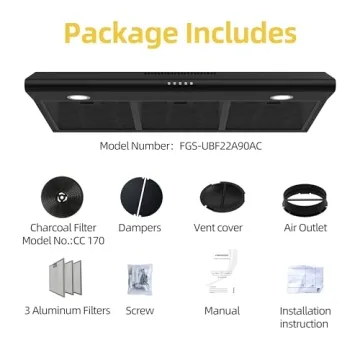 FIREGAS 36" Black Range Hood with Exhaust Fan