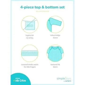 Simple Joys by Carter's Baby Girls' 4-Piece Textured Set, Plum/Floral, 6-9 Months