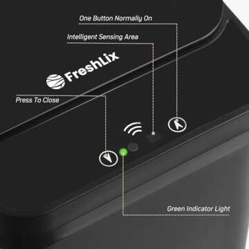 FRESHLIX Bathroom Trash Can, 2.6 Gallon Automatic Motion Sensor Touchless Garbage Can, Waterproof Tr...