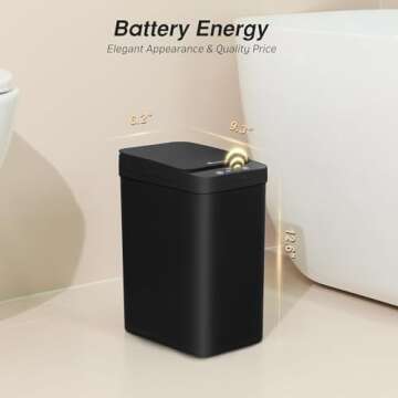 FRESHLIX Bathroom Trash Can, 2.6 Gallon Automatic Motion Sensor Touchless Garbage Can, Waterproof Trash Bin with Lid, Narrow Small Waste Bin for Kitchen, Office, Bedroom, Black