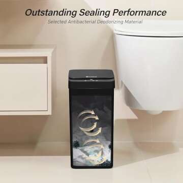 FRESHLIX Bathroom Trash Can, 2.6 Gallon Automatic Motion Sensor Touchless Garbage Can, Waterproof Trash Bin with Lid, Narrow Small Waste Bin for Kitchen, Office, Bedroom, Black