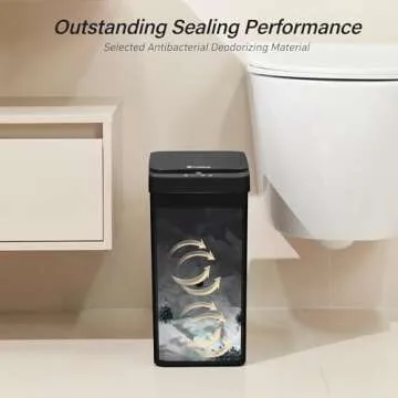 FRESHLIX Bathroom Trash Can, 2.6 Gallon Automatic Motion Sensor Touchless Garbage Can, Waterproof Trash Bin with Lid, Narrow Small Waste Bin for Kitchen, Office, Bedroom, Black