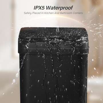 FRESHLIX Bathroom Trash Can, 2.6 Gallon Automatic Motion Sensor Touchless Garbage Can, Waterproof Trash Bin with Lid, Narrow Small Waste Bin for Kitchen, Office, Bedroom, Black