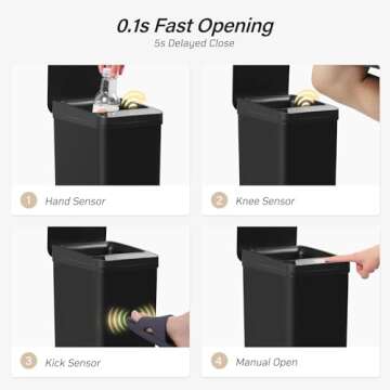 FRESHLIX Bathroom Trash Can, 2.6 Gallon Automatic Motion Sensor Touchless Garbage Can, Waterproof Trash Bin with Lid, Narrow Small Waste Bin for Kitchen, Office, Bedroom, Black