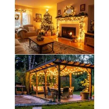 33Ft 100 LED Outdoor String Lights, Warm White Fairy Lights Battery Operated with Remote, Waterproof Twinkle Lights for Bedroom Dorm Patio Tapestry Backyard Garden Party Indoor Christmas Decoration