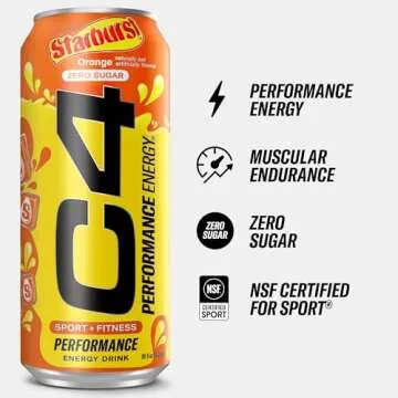Cellucor C4 Performance Energy Drink | STARBURST Orange | Zero Sugar Carbonated Preworkout Energy | ...