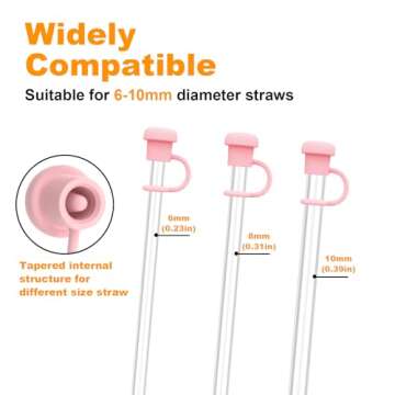 Alwenid 3PCS Straw Cover Cap for Multi Brand Tumbler Straws - Dishwasher Safe & Hygienic