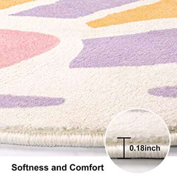 Lukinbox Butterfly Kids Rugs for Girls Bedroom, Soft Kids Play Mat for Playroom, Colorful Non Slip A...