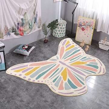 Lukinbox Ultra Soft Butterfly Kids Rug for Playrooms