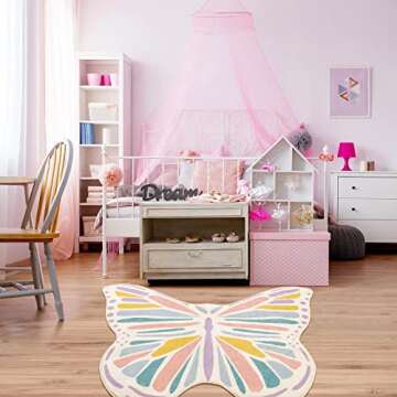 Lukinbox Ultra Soft Butterfly Kids Rug for Playrooms