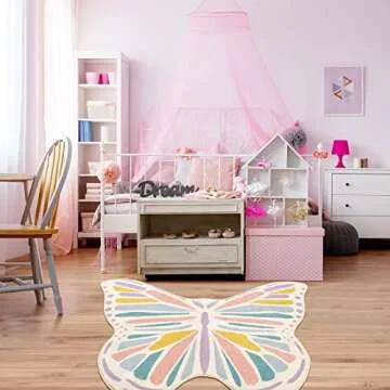 Lukinbox Ultra Soft Butterfly Kids Rug for Playrooms
