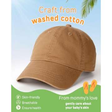 FURTALK Toddler Baseball Hat Kids Boys Girls Adjustable Washed Cotton Baseball Cap with Ponytail