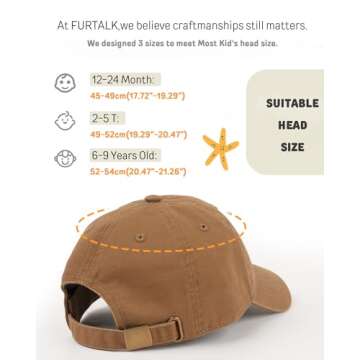 FURTALK Toddler Baseball Hat Kids Boys Girls Adjustable Washed Cotton Baseball Cap with Ponytail