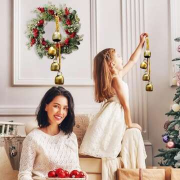 YXOTJHS Christmas Bells for Decoration, Gold Vintage Bells, Brass Christmas Bells for Door Garland C...