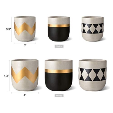 Mkono Cement Succulent Planter Set - Modern Concrete Pots 4"