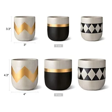 Mkono Cement Succulent Planter Set - Modern Concrete Pots 4"