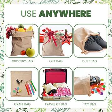 Organic Cotton‌ ‌Produce‌ ‌Bags,‌ 5 Pcs 11.5x13.5 ‌Large,‌ Organic and ‌Reusable‌ ‌Canvas‌ ‌Muslin‌ ‌‌‌Drawstring‌ ‌‌Sack‌ ‌for‌ Organizing, ‌Shopping,‌ Storage,‌ ‌Grocery,‌ Dust Cover, and ‌Gift