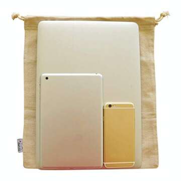 Organic Cotton‌ ‌Produce‌ ‌Bags,‌ 5 Pcs 11.5x13.5 ‌Large,‌ Organic and ‌Reusable‌ ‌Canvas‌ ‌Muslin‌ ‌‌‌Drawstring‌ ‌‌Sack‌ ‌for‌ Organizing, ‌Shopping,‌ Storage,‌ ‌Grocery,‌ Dust Cover, and ‌Gift
