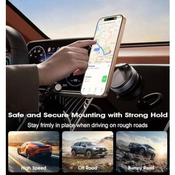REOKILY Strong Magnetic Car Phone Holder for MagSafe, Ultra Vacuum Suction Cup Phone Mount 360° Cell Phone Holders for Your Car Accessories for iPhone 16 15 14 13 12 Android