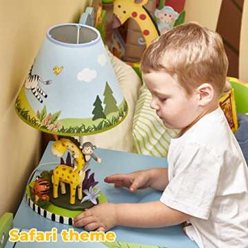 Fantasy Fields - Sunny Safari Animals Thematic Kids Table Lamp, for Girls & Boys Rooms with Printed ...