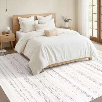 6x9 Area Rugs Living Room: Washable Boho Large Neutral Soft Farmhouse Rug Stain Resistant Modern Indoor Floor Non Slip Accent Carpet for Bedroom Nursery Kids Playroom Office Dining Room Dorm- Gray