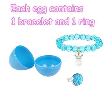 VLUSSO Easter Eggs Easter Basket Stuffers Fillers Filled 4 Pack Eggs with Colorful Bracelet Girls In...