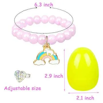 VLUSSO Easter Eggs Easter Basket Stuffers Fillers Filled 4 Pack Eggs with Colorful Bracelet Girls Inside, Colorful Pre Plastic Easter Eggs For Kids Easter Gifts