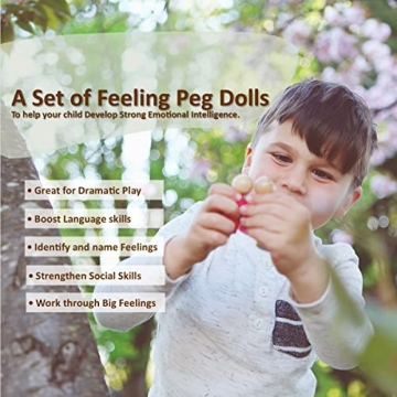 Rainbow Wooden Peg Dolls for Kids' Emotional Learning