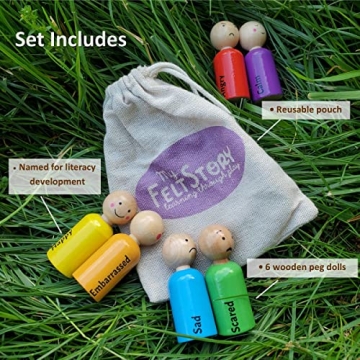 Rainbow Wooden Peg Dolls for Kids' Emotional Learning