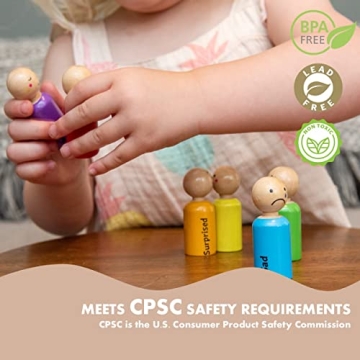 Rainbow Wooden Peg Dolls for Kids' Emotional Learning