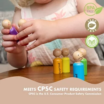 Rainbow Wooden Peg Dolls for Kids' Emotional Learning