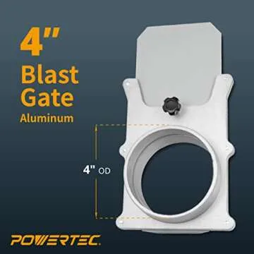 POWERTEC 70135 4 Inch Aluminum Blast Gate for Dust Collectors