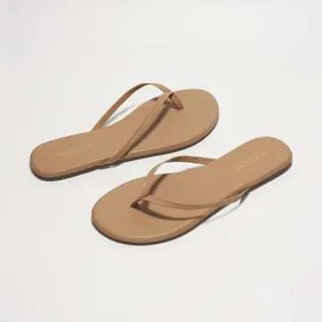 Project Cloud Flip flops for Women - Memory Foam Flats Slippers for Women 2025 - Vegan Leather Women Slippers & Womens Sandals Beach Essentials Slides for Women Footwear (Foundations, Taupe, 11)