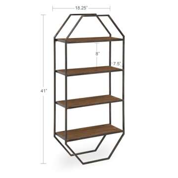 Kate and Laurel Rustic Wood and Metal Wall Shelf