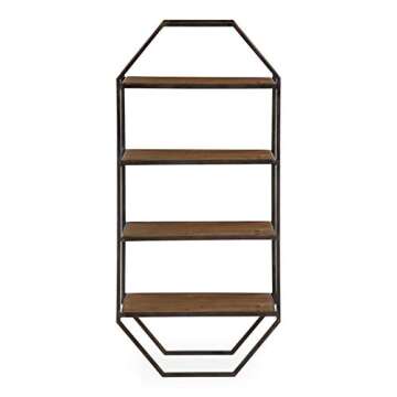 Kate and Laurel Rustic Wood and Metal Wall Shelf