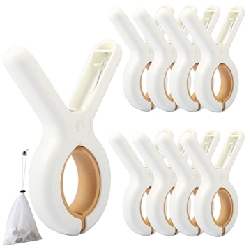 PAMISO 9 PCS Beach Chairs Towel Clips,Quilt Drying Clip, Plastic Clothespins, Strong Grip Holder to ...