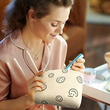 Trendy Corduroy Cosmetic Bag Set for Women & Girls