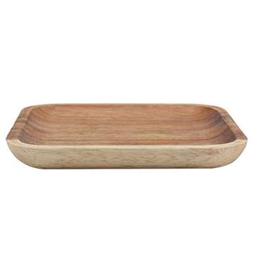 Fdit Elegant Square Food Tray Snacks Sushi Wooden Serving Dish for Home Ottoman Cafe Shop(7.8In)