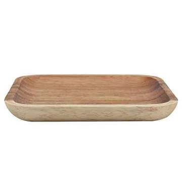 Fdit Elegant Square Food Tray Snacks Sushi Wooden Serving Dish for Home Ottoman Cafe Shop(7.8In)